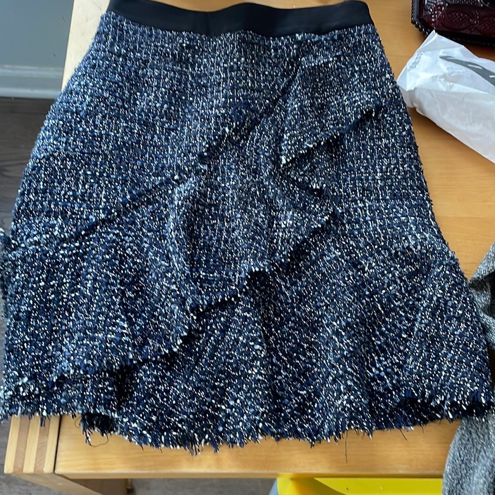 Karl Lagerfeld Lurex Bouclé Ruffle Skirt